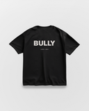 BULLY oversize tişört, sırtta büyük serif tipografiyle BULLY baskısı, ZLABSTD 2026S2